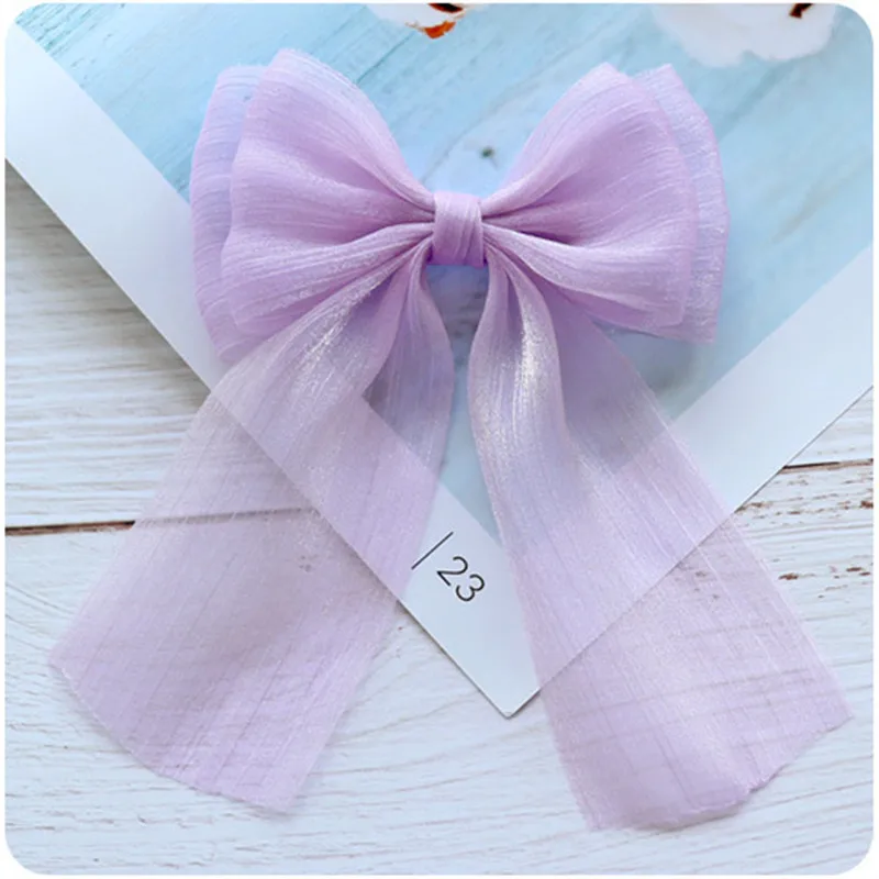 1PC Gauze Big Barrette Bow Baby Top Clip Kid Streamer Hairpin Children Little Fairy Colored Hairgrip For Girls Hair Accessories |