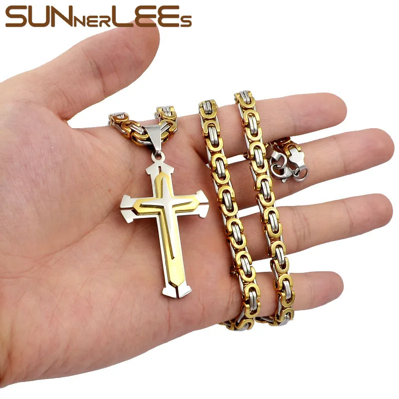 SUNNERLEES 316L Подвеска из нержавеющей стали с крестом Иисуса Христа Византийская