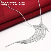 bayttling silver color wicker tassel pendant 18 inch snake chain necklace for woman charm engagement party jewelry gift