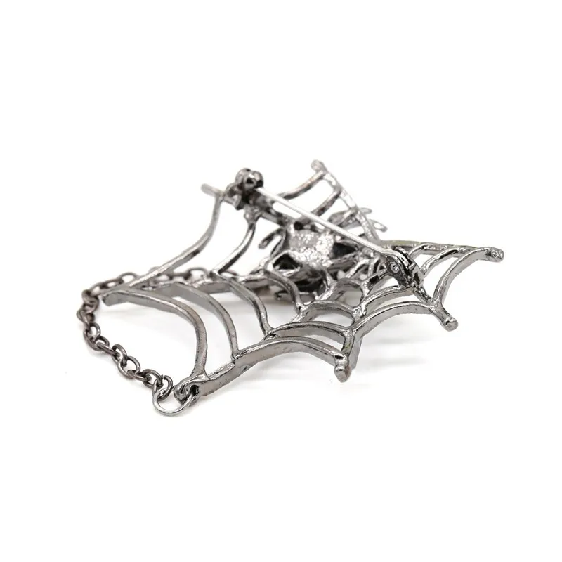 

Halloween Brooch Jewelry Party Horrifying Spider Web Brooches For Women Girls Gift Black Rhinestone Hyperbole Accessories
