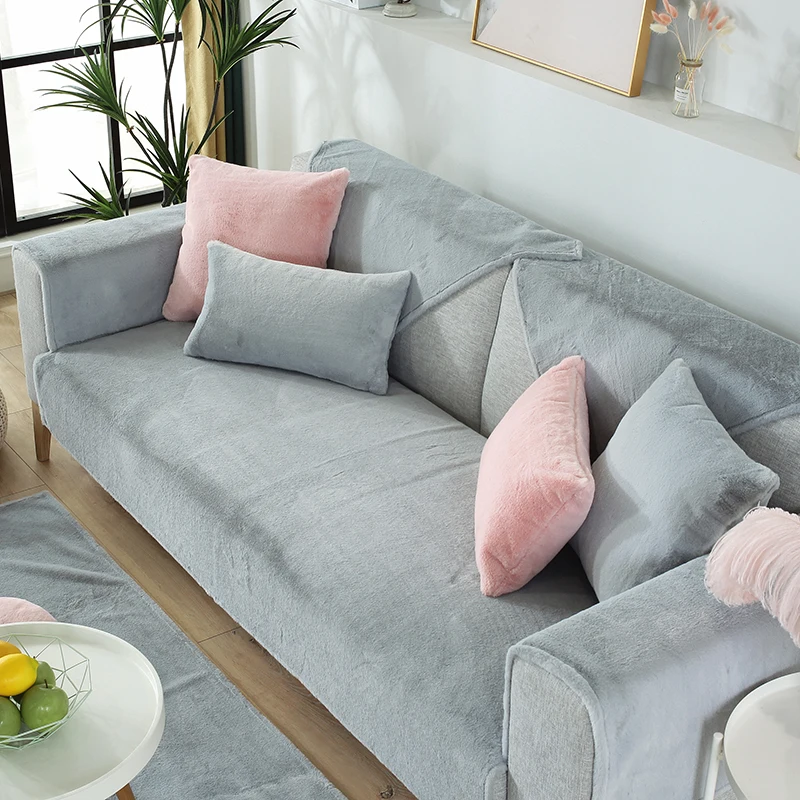 Зимнее теплое полотенце для дивана мягкий чехол в гостиную нескользящий