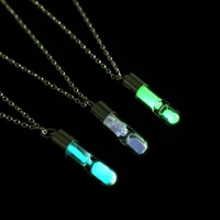 1pcs glow in the dark hour glass sand hourglass luminous pendant charm necklace gifts