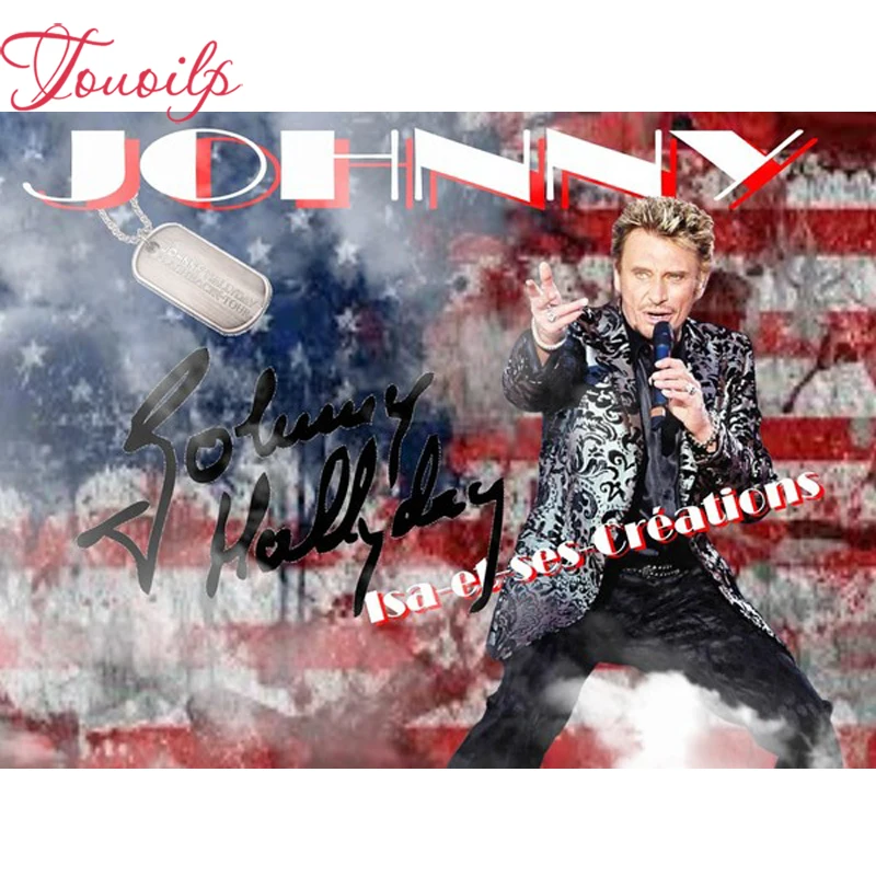 TOUOILP полный Джонни Холлидей 5D алмазов картина рукоделие вышивка крестом круглый