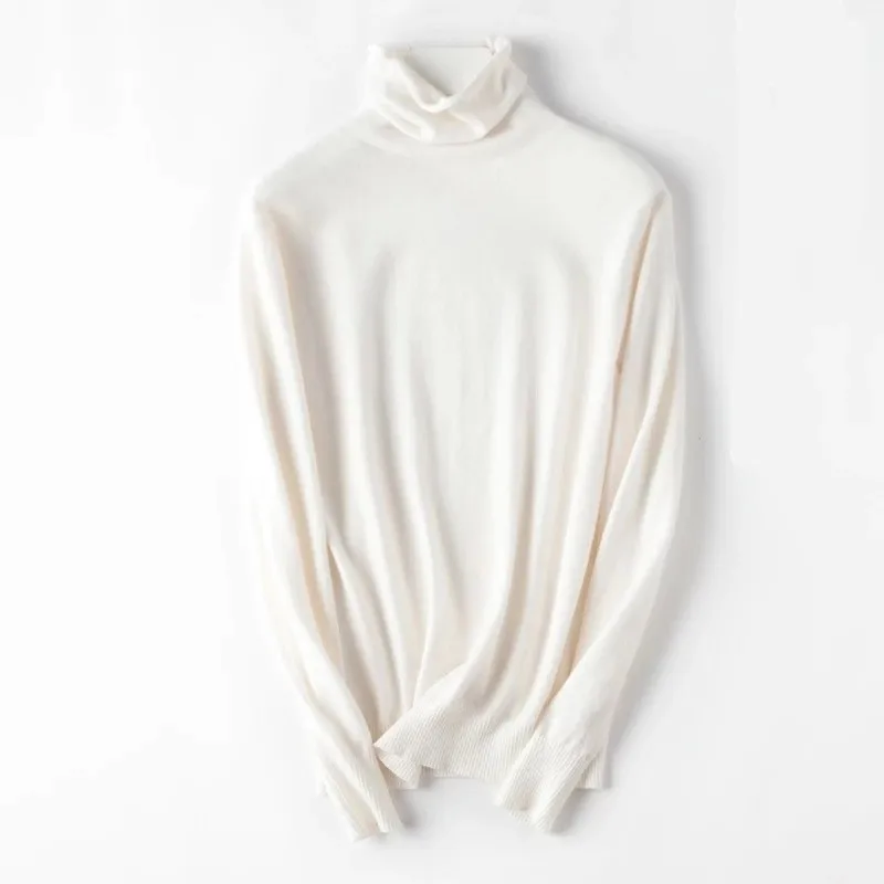 Sweater women's autumn and winter new high collar pullover women's long sleeve solid color large size knit bottoming shirt