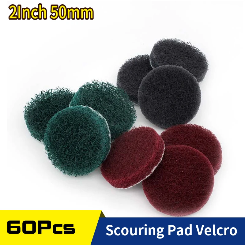 

60 PCS 2 Inch 240-800 Grit Multi-purpose Flocking Scouring Pad Industrial Heavy Duty Nylon Cloth for Polishing & Grinding