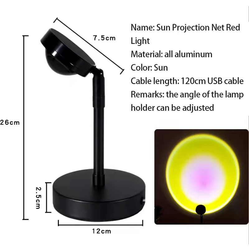 

USB Italy Sundown Light Twilight Light Net Red Floor Table Lamp Living Room Bedroom Projection Sun Does Not Set Light Home Decor