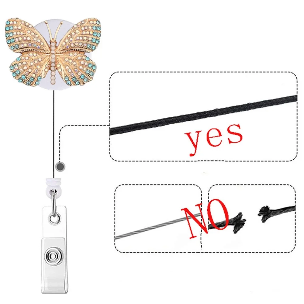 

Metal Drill Butterfly Retractable Nurse Badge Reel Clip Badge Holder Students Doctor ID Card Holder