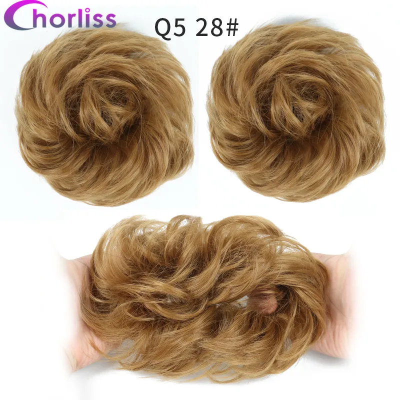 Синтетические кудрявые резинки для волос шиньон для женщин Chorliss Hair wrap Rope головной убор натуральный блонд коричневый поддельные волосы булочки аксессуары - Цвет: 28