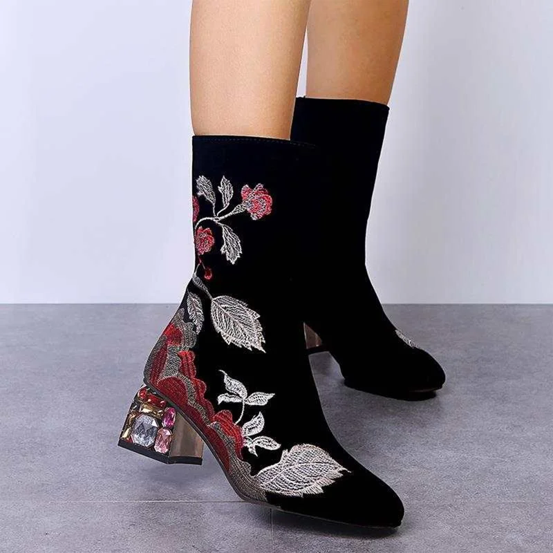 

Women's Nude Boots Autumn and Winter New Fashion Slope with Waterproof Transparent Heel Ankle Boots Comfortable Casual Boots
