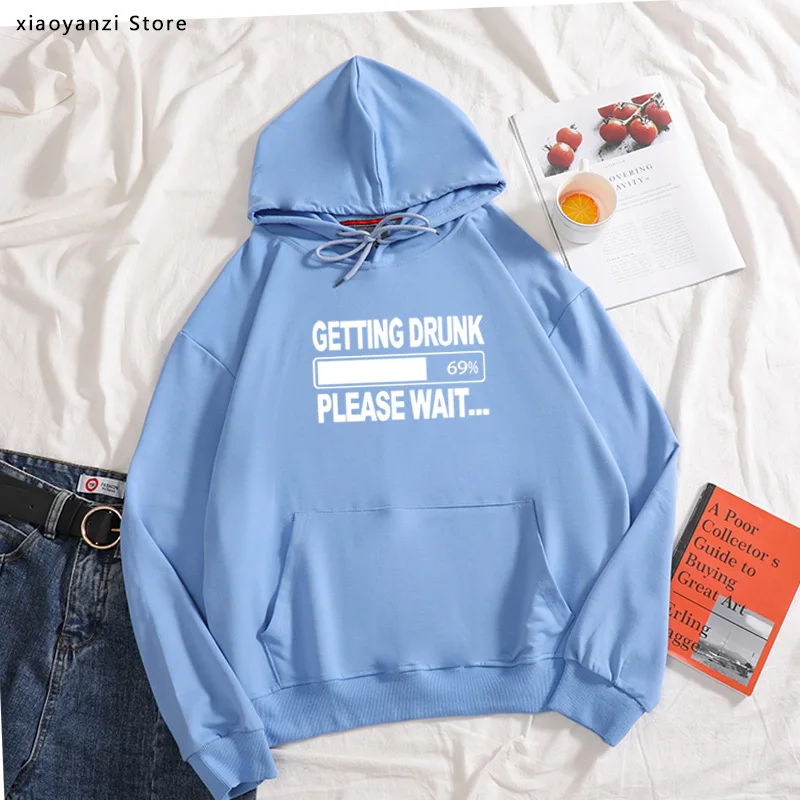 

Stag Party Gift funny women hoodies Getting Drunk Please Wait... print cotton sweatshirts hip hop style sports pullovers