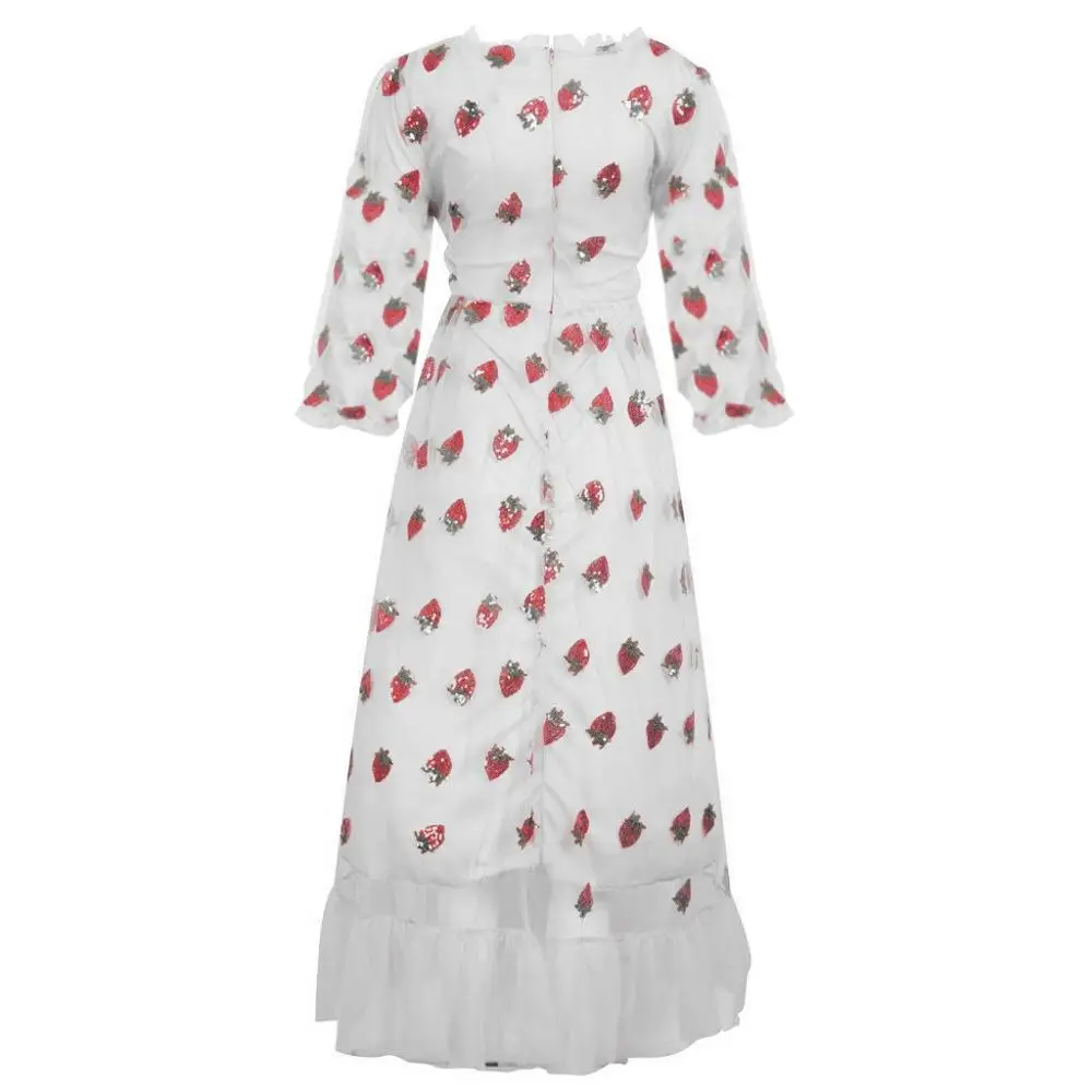 Модная женская повседневная сексуальная Клубничная Милая сетчатая пряжа с