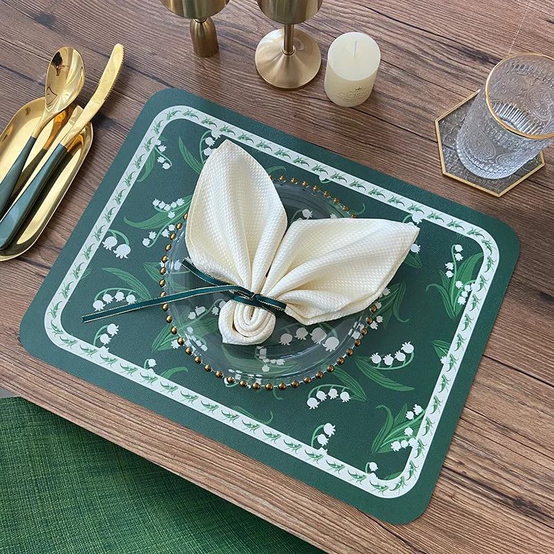 

Waterproof Leather Placemat for Dining Table Home Hotel Insulation Pad Non-slip Anti-scald Plate Mat Coaster American Retro