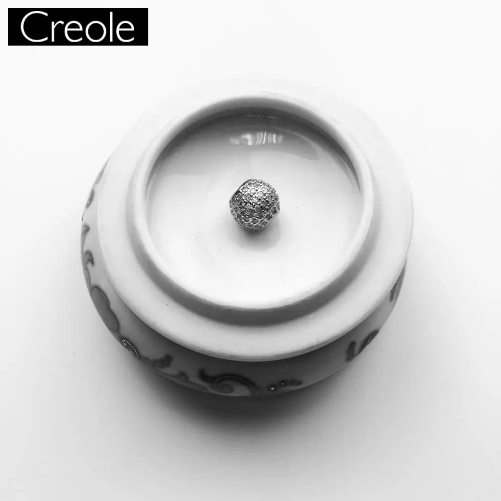 Бусины кулон белого кубического циркония со стразами с большим отверстием для