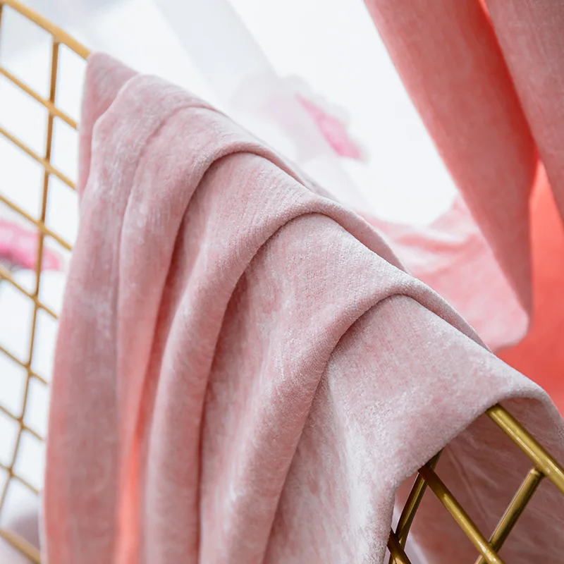 

Modern Simple Pink Chenille Embossed Embroidered Blackout Curtains Stylish Living Room Bedroom Curtains