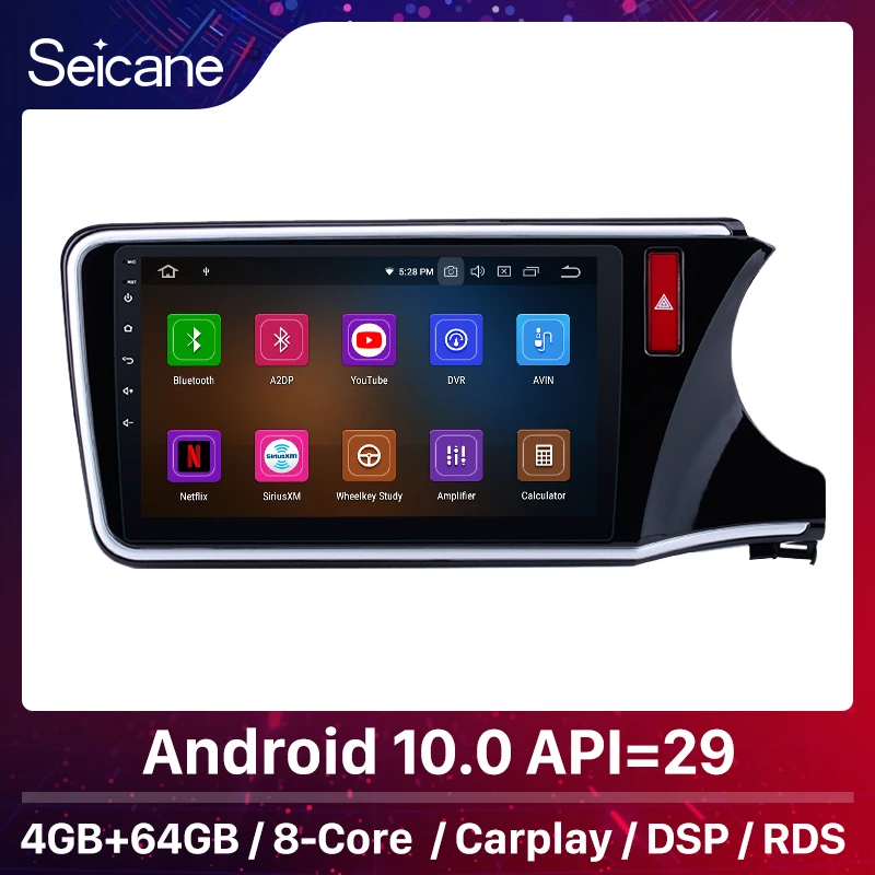 Seicane 4 + 64 ГБ Android 10 0 автомобильное радио мультимедиа для 2014 2015 2016 2017 HONDA CITY GPS Navi блок