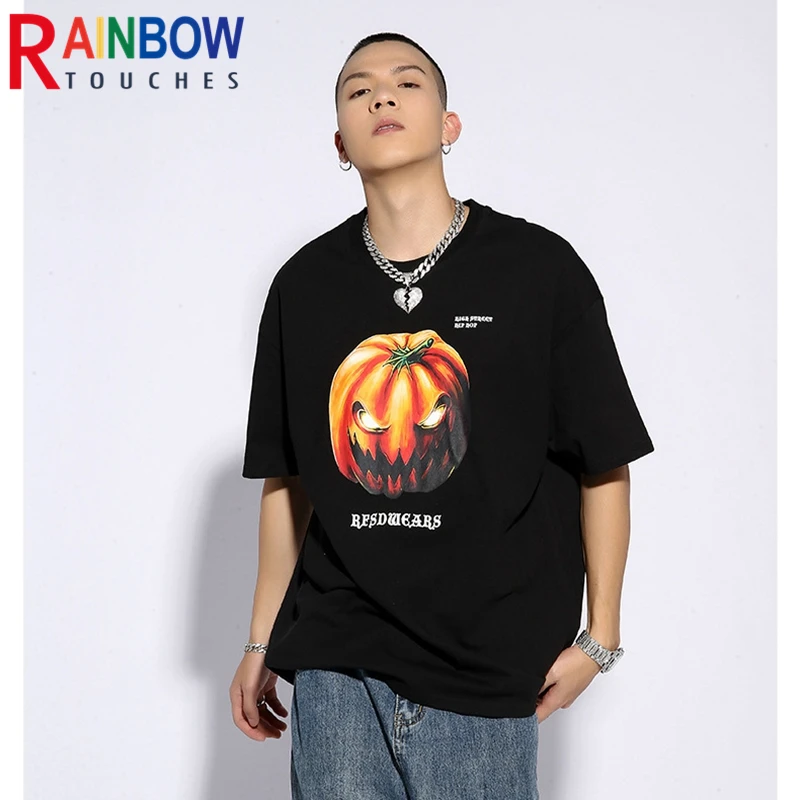 

Футболка унисекс с коротким рукавом и принтом тыквы, в стиле хип-хоп