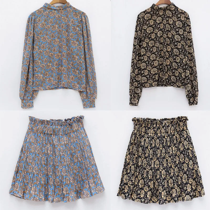 Женский комплект из 2 предметов шифоновая блузка с цветочным принтом и