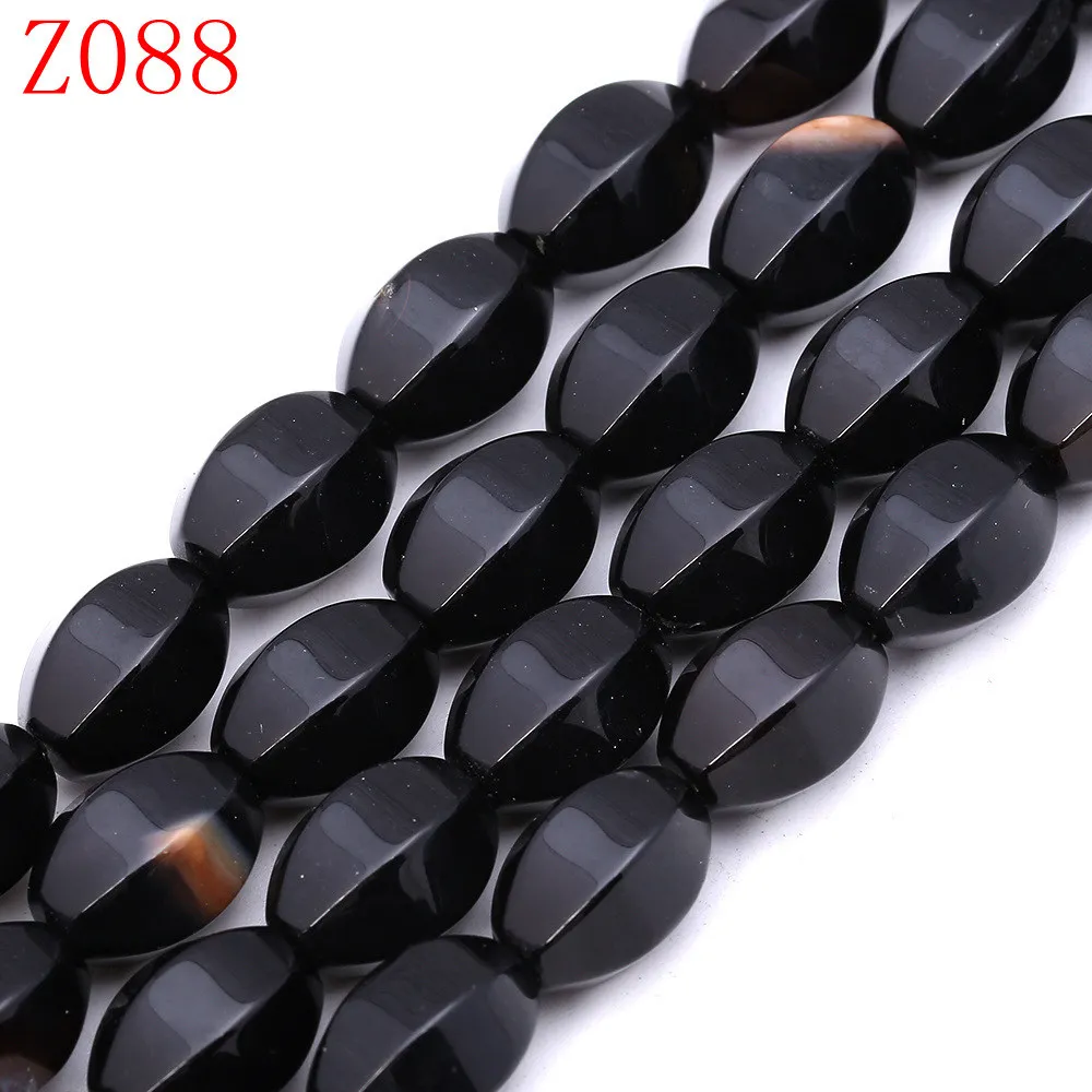 Black Agate Yumten круглый опал бусины 10 мм* 14 мм Природный Оникс розовый кварц яшма бусины из халцедона ручной работы ювелирные изделия ожерелье Браслеты натуральные камни бисер для бисероплетения - Цвет: Black Agate