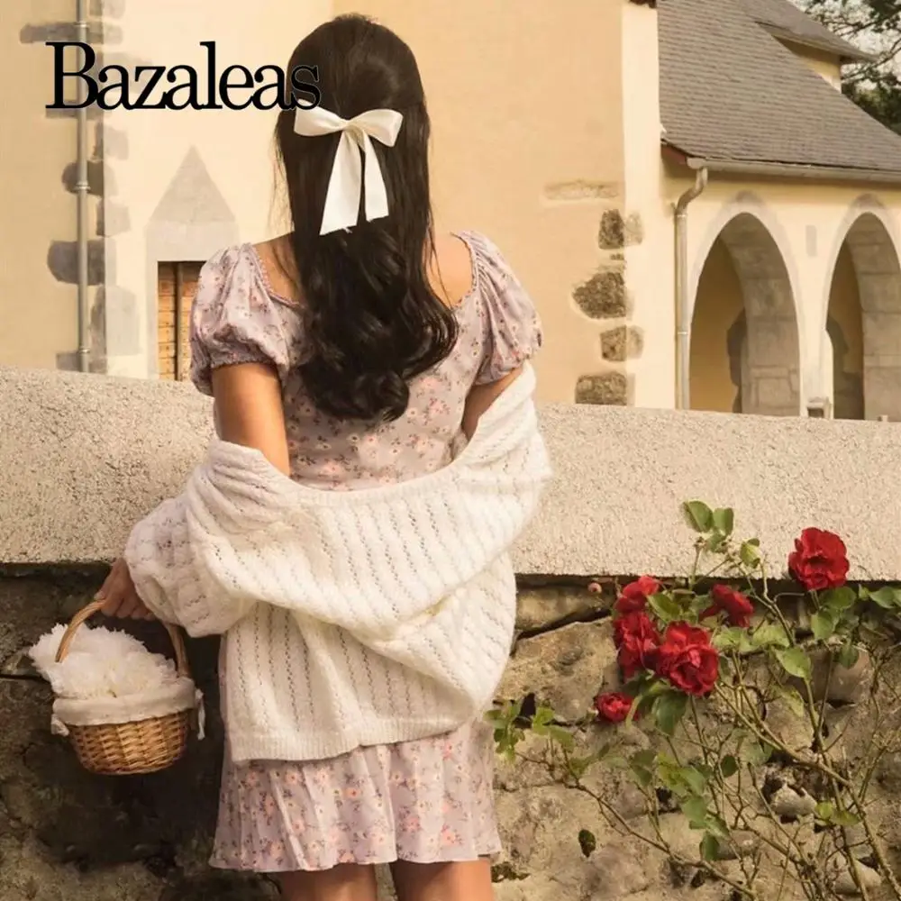 Шикарное фиолетовое цветочное женское платье Bazaleas винтажные женские платья с