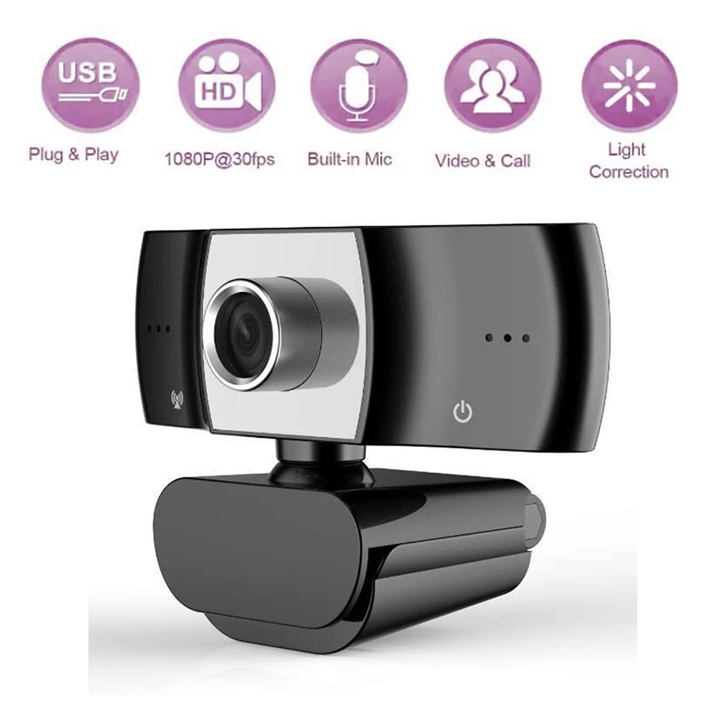 

Video Conference Live Streaming Web Camera with Microphone 1080P HD USB Webcam Widescreen Video Work Home Accessories