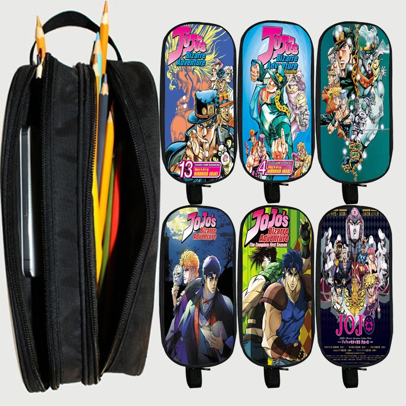 

JoJo's Bizarre Adventure Pencil Case Jotaro Storage Bag Joestar Joseph Stationery Box School Supplies Zipper Pencil Bag