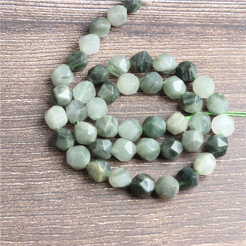 

Lanli 6/8/10/12mm naturally carves small flat Green grass stone loose beads for jewelry DIY stone bracelets and necklaces