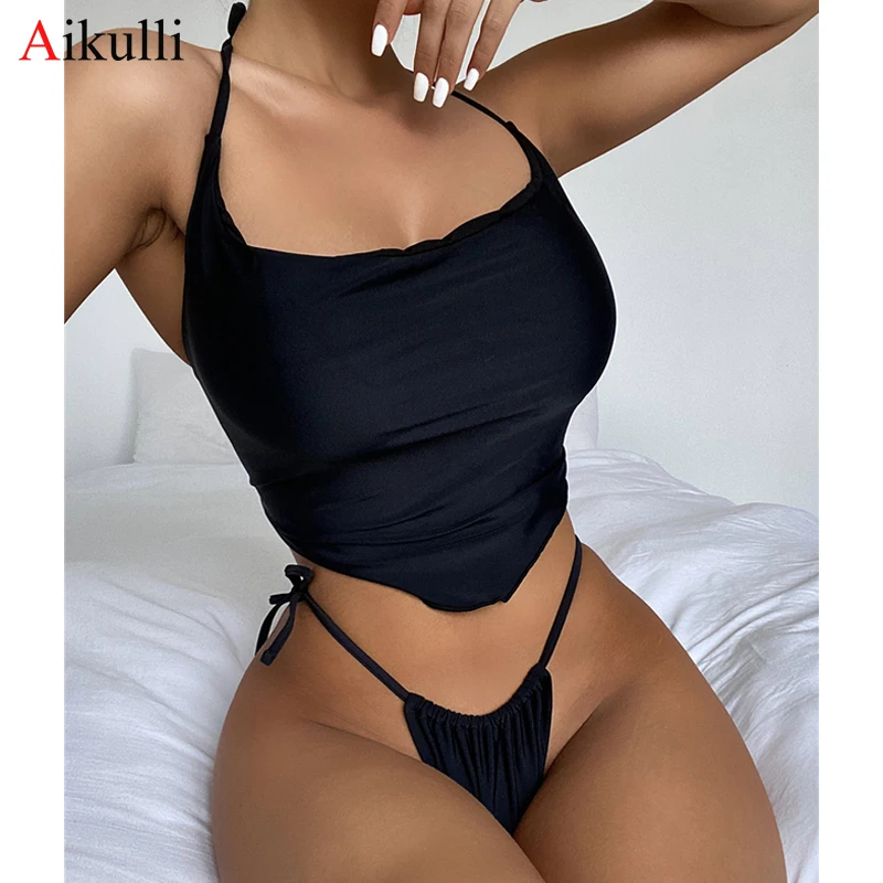

Sexy Bandage Bikini Thong Swimsuit 2022 Summer Swimwear Women Lace Two-piece Bikinis Set Push Up Bathing Suit New Brazil Biquini