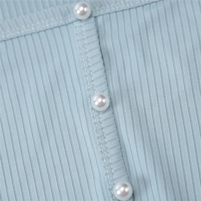 

Summer Fashion Female Short Sleeve Knitted Tops T-shirt Women Casual Square Collar Button-down Slim Sexy Blouse Solid Color Tee