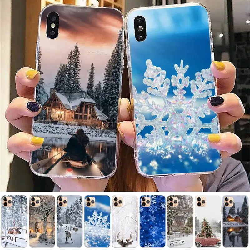 

Yinuoda Landscape Winter Light Snow Phone Case for iPhone 11 12 13 mini pro XS MAX 8 7 6 6S Plus X 5S SE 2020 XR case