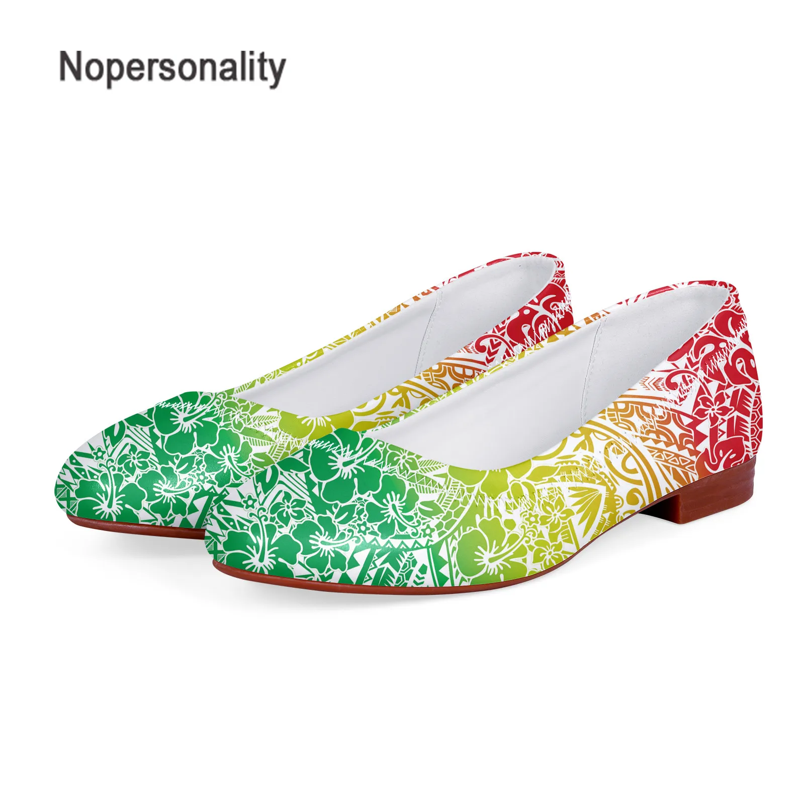 

Nopersonality 2021 Women Fashion Flats Shoes Polynesian Tribal Pattern Print Round Toe PU Leather Shoes Woman Loafers Low Heel