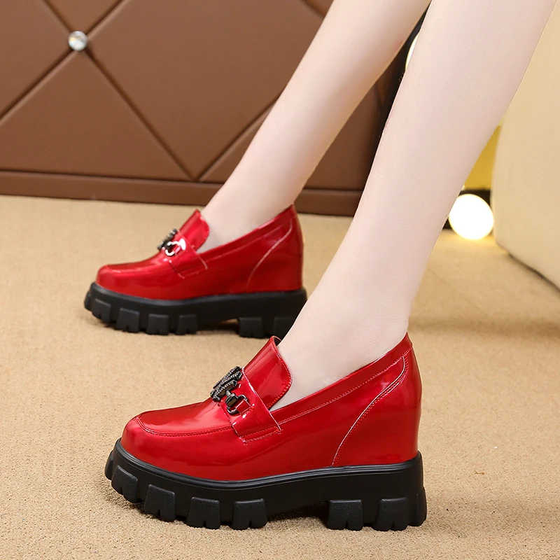 

Inner increase women's small leather shoes spring and autumn fashion British thick-soled footwear casual shoes large size 35-40.