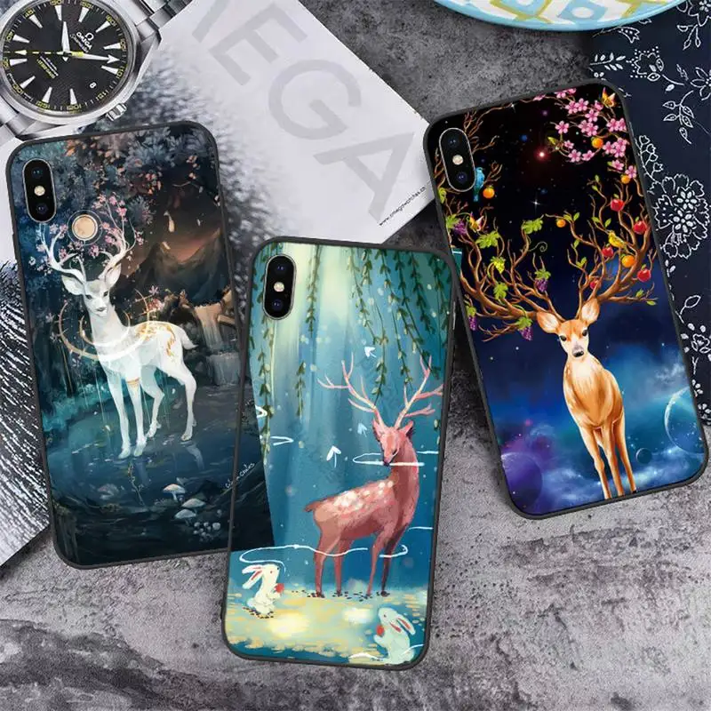 

Deer Cute Elk Phone Case for iPhone 13 12 11 mini pro XS MAX 8 7 6 6S Plus X 5S SE 2020 XR