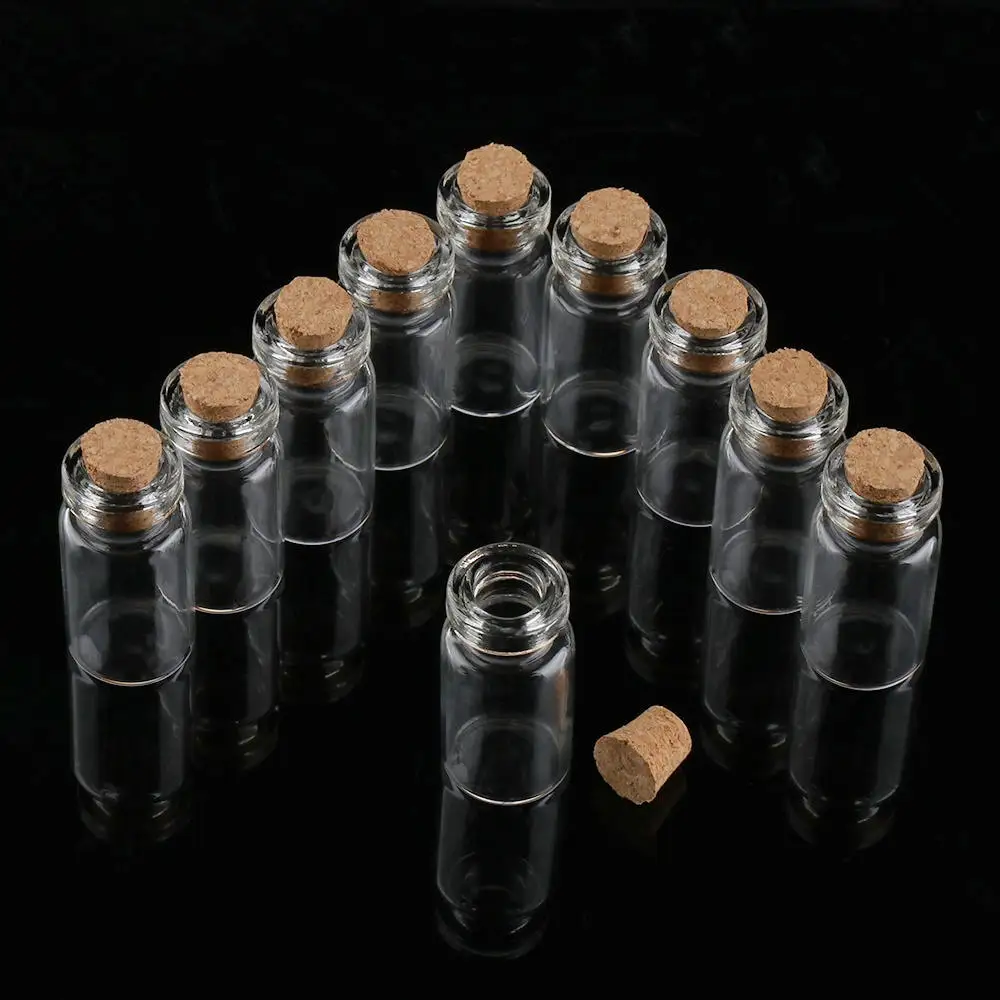 

50pcs 5ml Mini Glass Wish Bottles Tiny Small Clear Cork Bottles Vials For Wedding Holiday Decoration Cork Stopper Ornaments