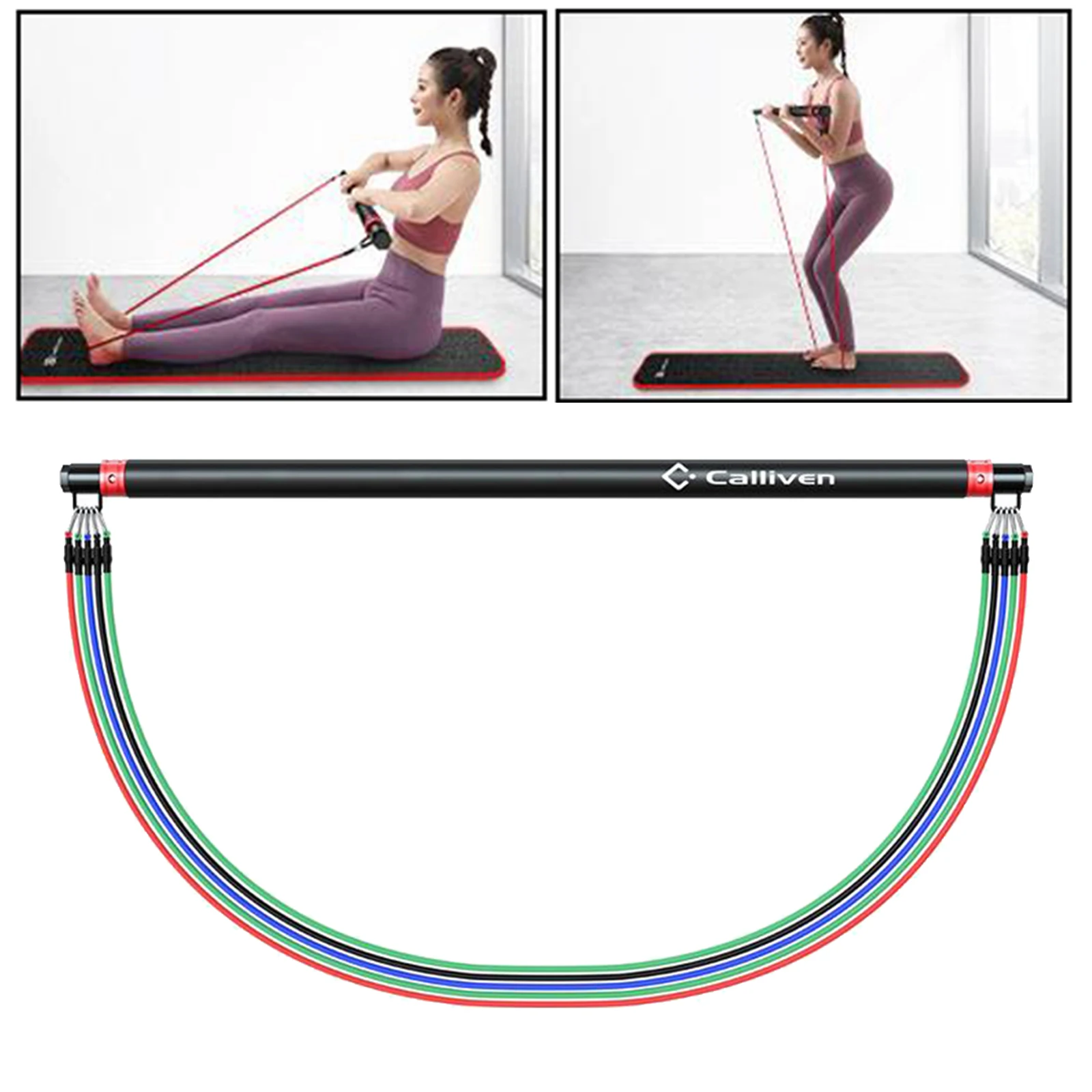 Portable Pilates Bar Stick Adjustable Exercise Resistance Band for Yoga Gym | Спорт и развлечения