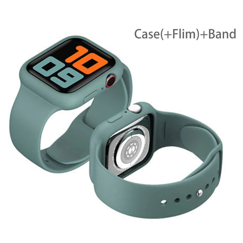 Стекло + ремешок для Apple Watch band 44 мм 40 38 42 защитная пленка экрана чехол аксессуары