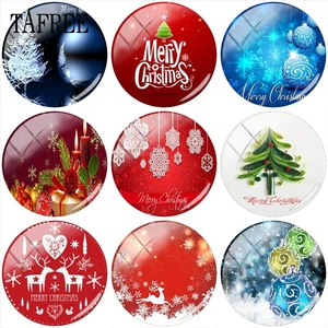 Рождественская елка TAFREE, арт-узор, круглая фотография, стекло, кабошон, демонстрация, плоская задняя сторона, изготовление, фурнитура 12 мм15 мм16 мм18 мм20 мм25 мм