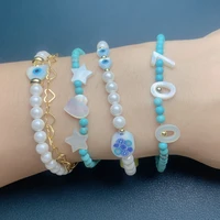 beads soft pottery shell evil eye heart star charm beaded bracelets for women 2021 diy handmade jewelry