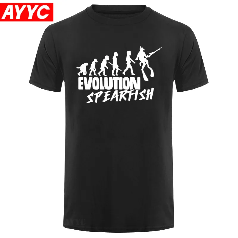 

AYYC T Shirt Tshirt Funny Evolution Spearfishing T Shirt Summer Short Sleeve Cotton Spearfish T shirt Tops Tee Camiseta