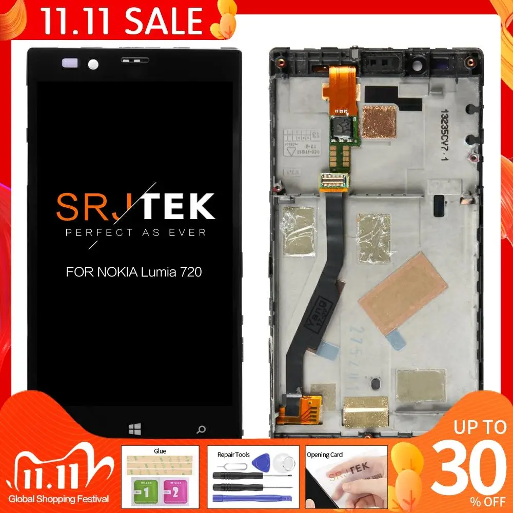 

Оригинальный сенсорный ЖК-экран 4,3 "для NOKIA Lumia 720, дисплей для NOKIA Lumia 720, дигитайзер в сборе, запасные части, экран N720