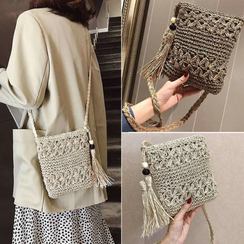Женская плетеная Сумка через плечо квадратная летняя пляжная сумка | Багаж и