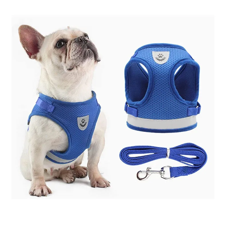 

Dog Harness with Leash Summer Pet Adjustable Reflective Vest Walking Lead for Puppy Polyester Mesh Harness for Small Medium Dog