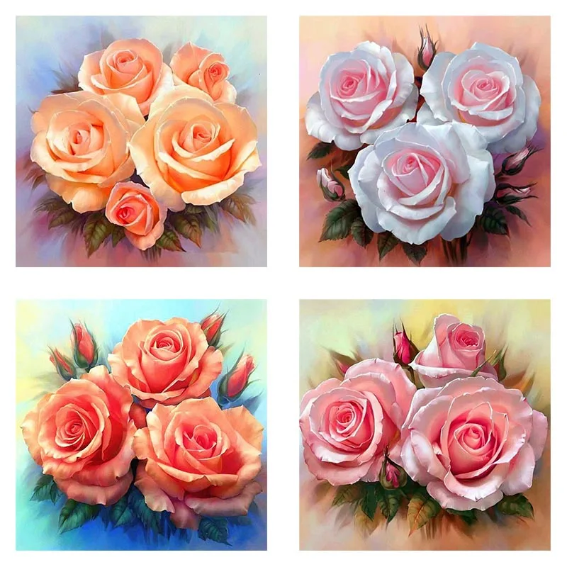 

5D DIY Pink Rose Flower Diamond Embroidery Art Handmade Mosaic Floral Diamond Painting Cross Stitch Full Drill Room Decor Gift
