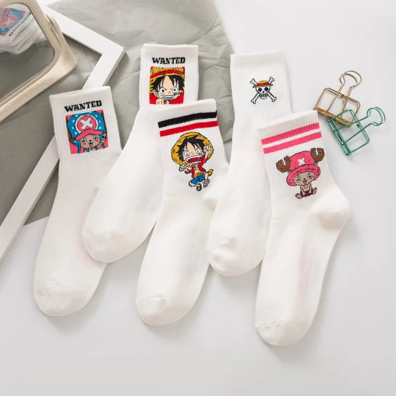

Spring and summer new cotton women's socks cartoon anime Luffy Chopper socks striped cotton socks Japanese style socks