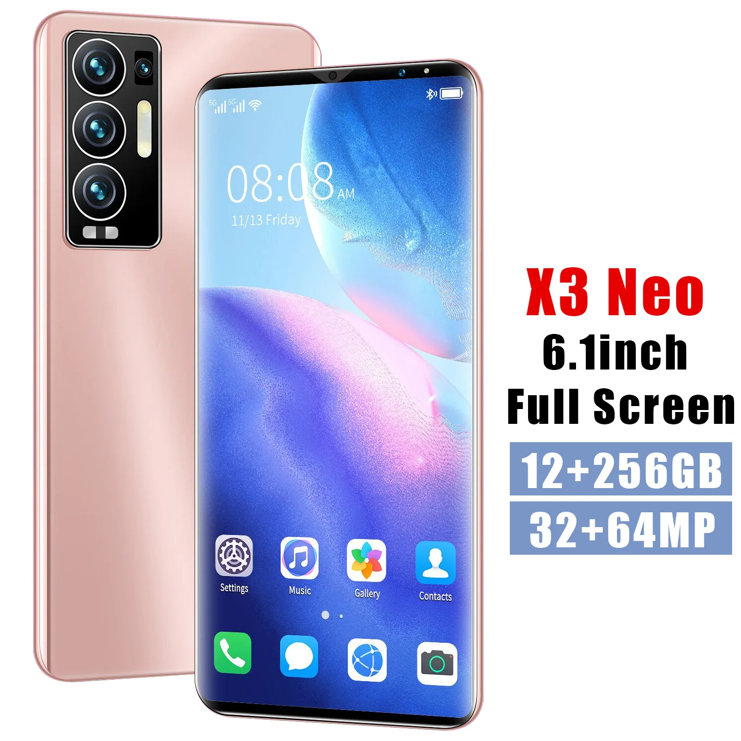 

Global Version X3 Neo 6.1 Inch 12+256GB 32+64MP Smartphone 5G Fingerprint Face ID 6000 MAH Android 11 MTK6889 Dual SIM 10 Core