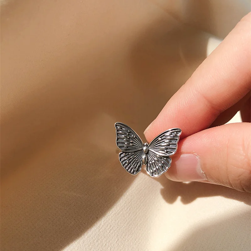 Kinitial Винтажное кольцо с бабочкой регулируемого размера уникальный дизайн кольца
