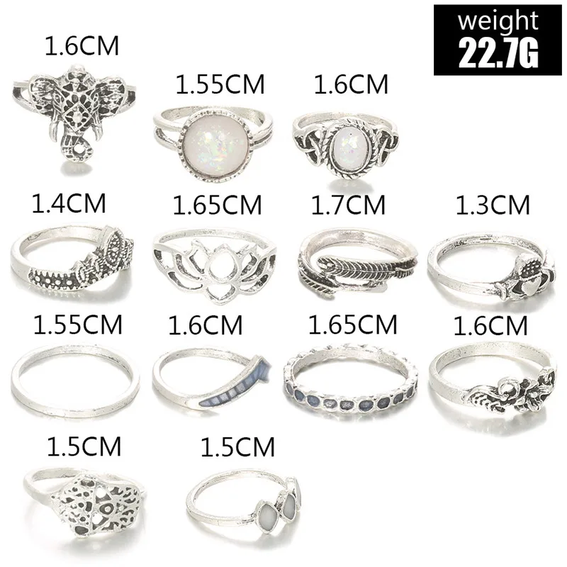 LETAPI 13 шт./компл. женское винтажное обручальное кольцо с резным сердцем цветком