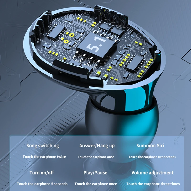 Беспроводные наушники с микрофоном TWS Bluetooth 5 1 спортивные стереонаушники 9D со