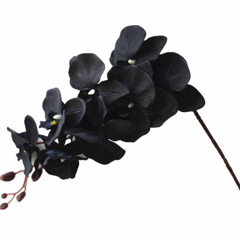 

6pcs Silk Black Moth Orchids Phalaenopsis Butterfly Orchid Flower Big Size Heads for Wedding Decorative Artificial Flowers