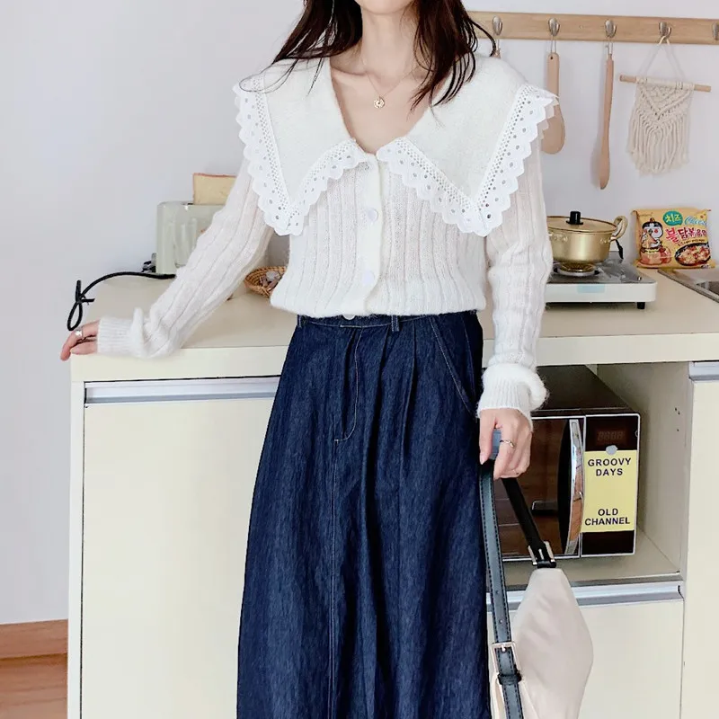 Женский однобортный вязаный кардиган Leiouna повседневный элегантный в Корейском