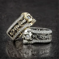 steampunk skull rings for male vintage silver color and golden symbol hip hop ring punk prom party jewelry gift anillo size 6 13